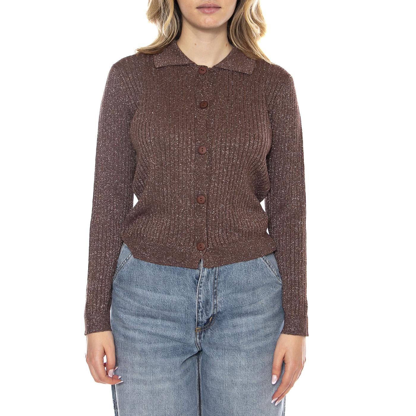 Knit Cardigan -- Cardigan Donna Marrone 53W/10605 Brown WILD PONY 
