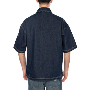 SS OVERSHIRT RINSE BLUE - Camicia Maniche Corte Denim Jeans Uomo Blu 112378123 BL WRANGLER 