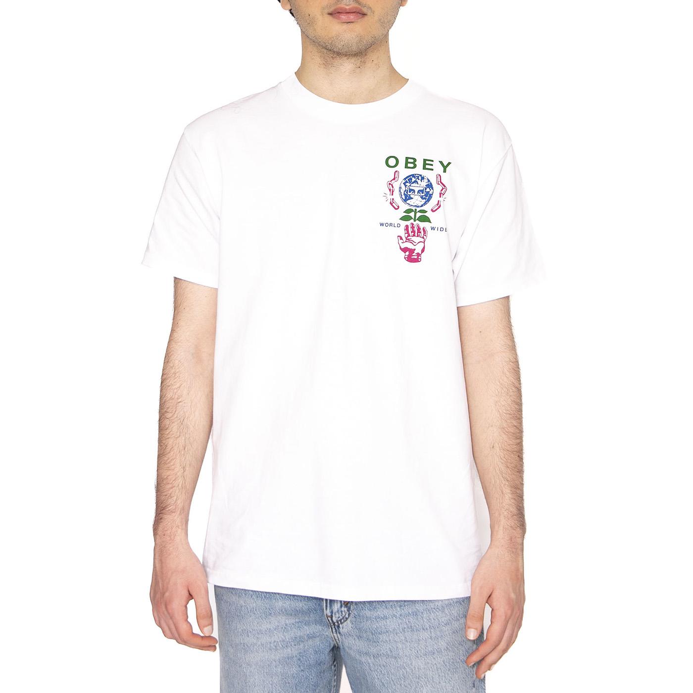 Obey Helping Hand Tee White - Maglietta Girocollo Uomo Bianca 165263942-WHT  OBEY 