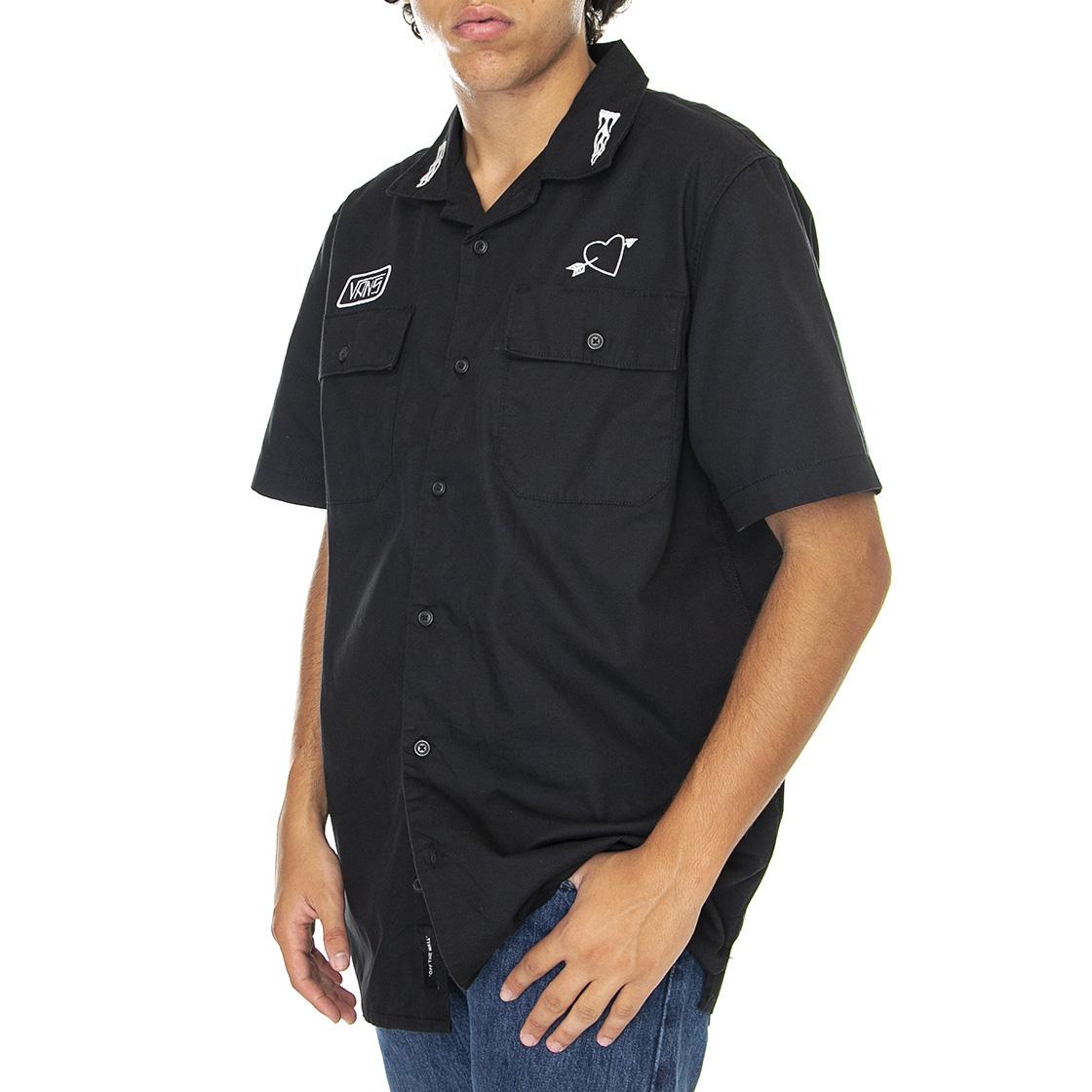 Elijah Berle Woven Elbe Black - Camicia Maniche Corte Uomo Nera VN0000B3BLK1  VANS 