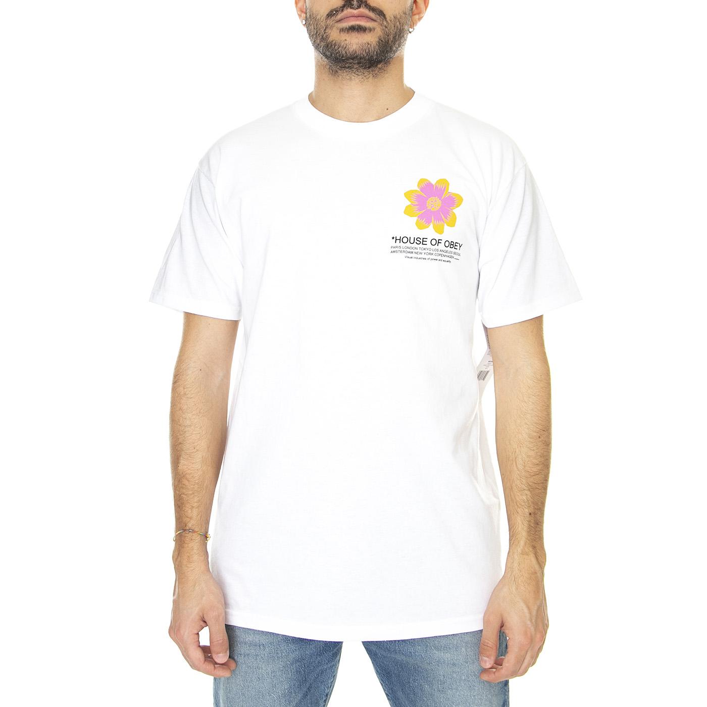 House Of Obey Flower Classic Tee White - Maglietta Girocollo Uomo Bianca 165263414-WHT  OBEY 