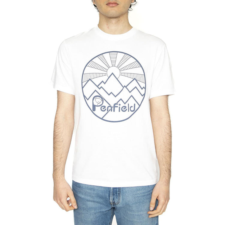 Penfild Circular Sun Mountain Bright White - Maglietta Girocollo Uomo Bianca PFD0164-002  PENFIELD 