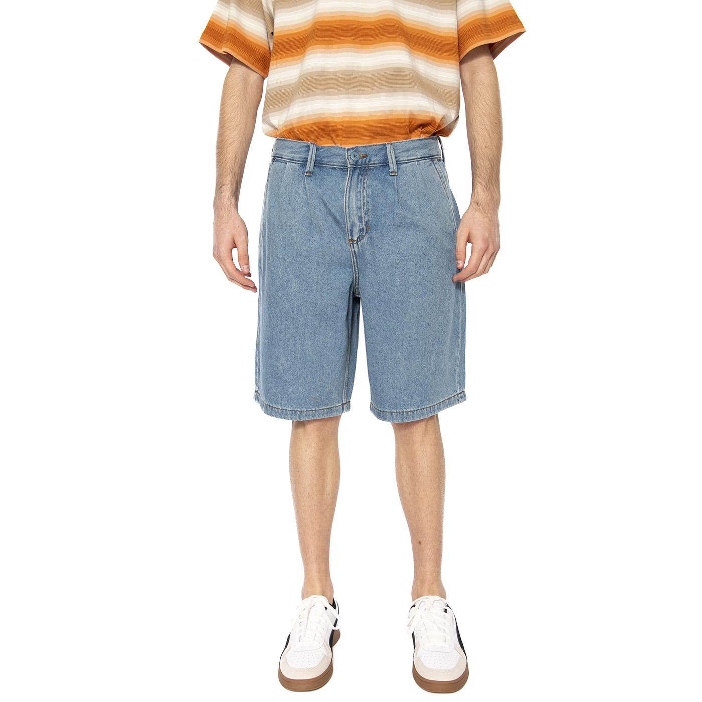 Authentic Chino Loose Pleated Denim Short Stonwash / Blue - Bermuda Uomo Blu VN000M2DCDX1  VANS 