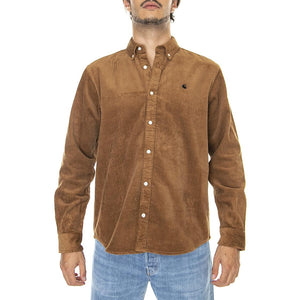 L/S Madison Cord Shirt Hamilton Brown / Black - Camicia in Velluto Uomo Marrone I029958-08WXX  CARHARTT WIP 