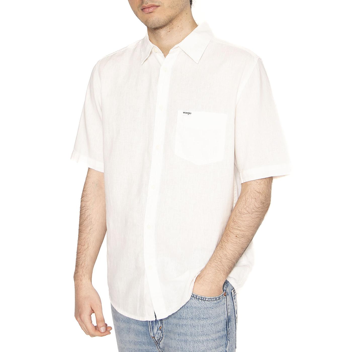 Shirt White - Camicia Maniche Corte Uomo Bianca 112362728  WRANGLER 
