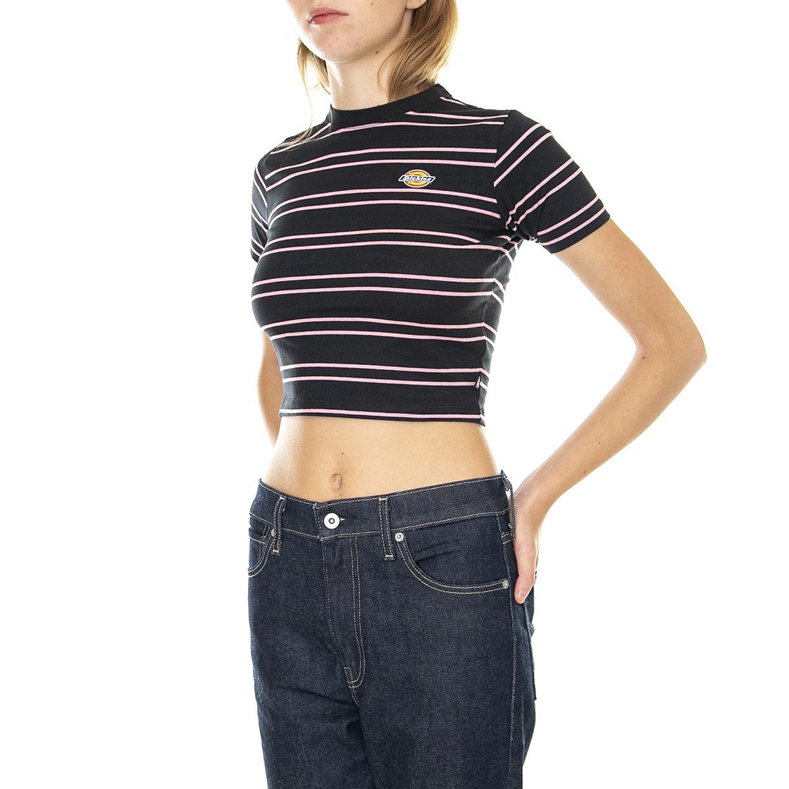 Westover Stripe Tee SS w Black / Foxglove - Maglietta Girocollo Donna Nera / Multicolore DK0A4Y1DD391  DICKIES 