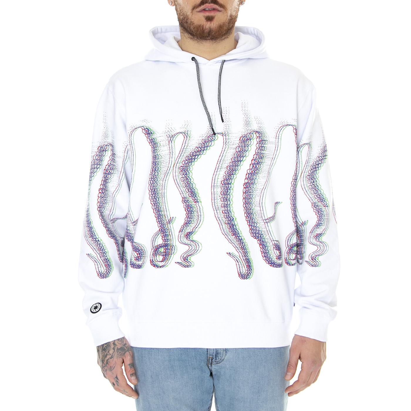 Octopus Fuzzy Hoodie White - Felpa con Capuccio Uomo Bianca / Multicolore 23SOSH35-WHITE  OCTOPUS 