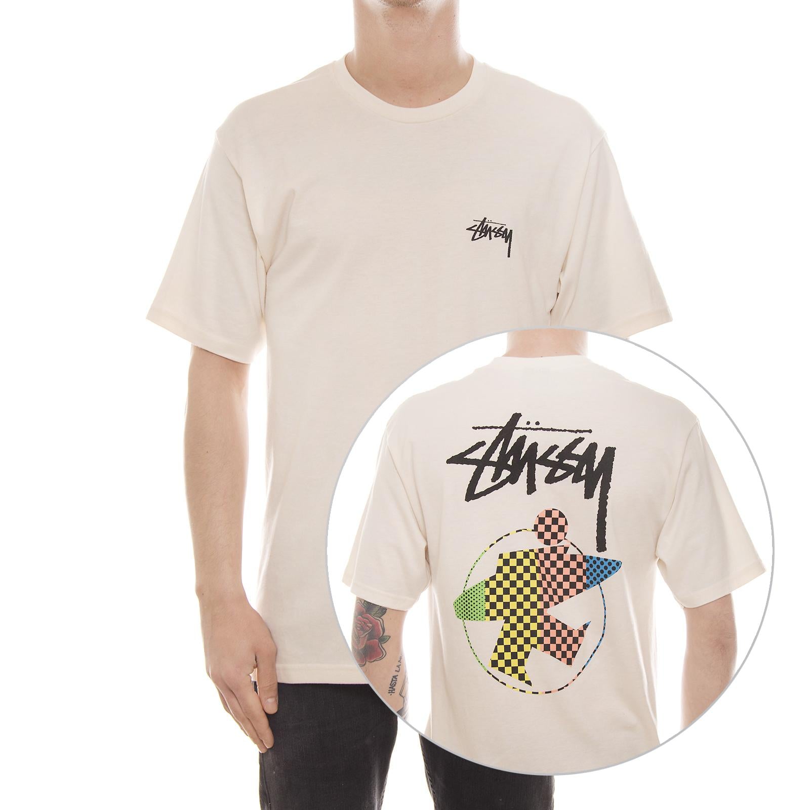 SURFMAN CHECK TEE NATURAL 1904028-NATURAL  STUSSY 