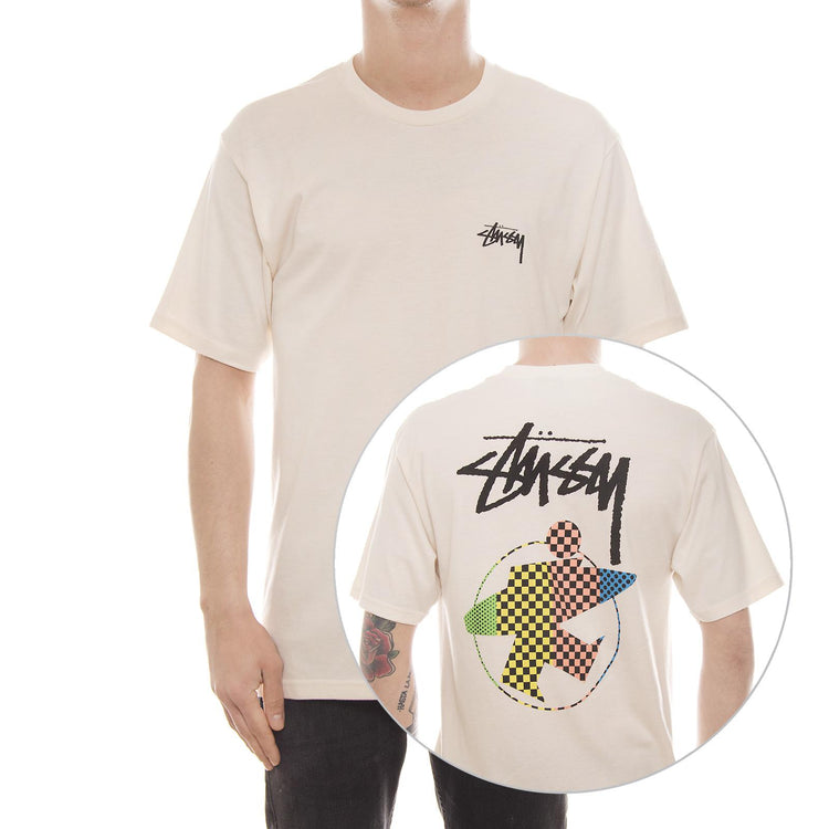 SURFMAN CHECK TEE NATURAL 1904028-NATURAL  STUSSY 