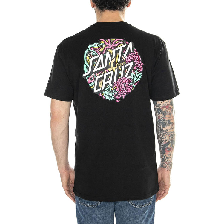 Dressen Rose Crew Two Black - Maglietta Girocollo Uomo Nera SCA-TEE-10713  SANTA CRUZ 