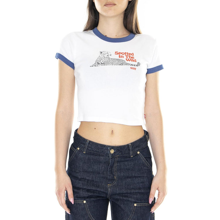 W' Graphic Ringer Mini Tee In The Wild White - Maglietta Girocollo Donna Bianca A3523-0019  LEVIS 