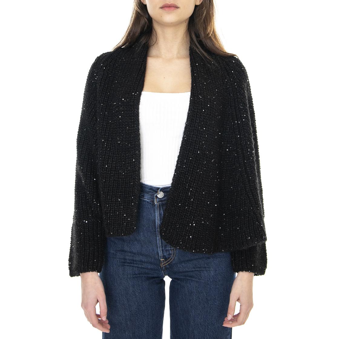 021SD53059 - Cardigan Donna Nero Diamante 021SD53059 -S3000 . ALESSIA SANTI 