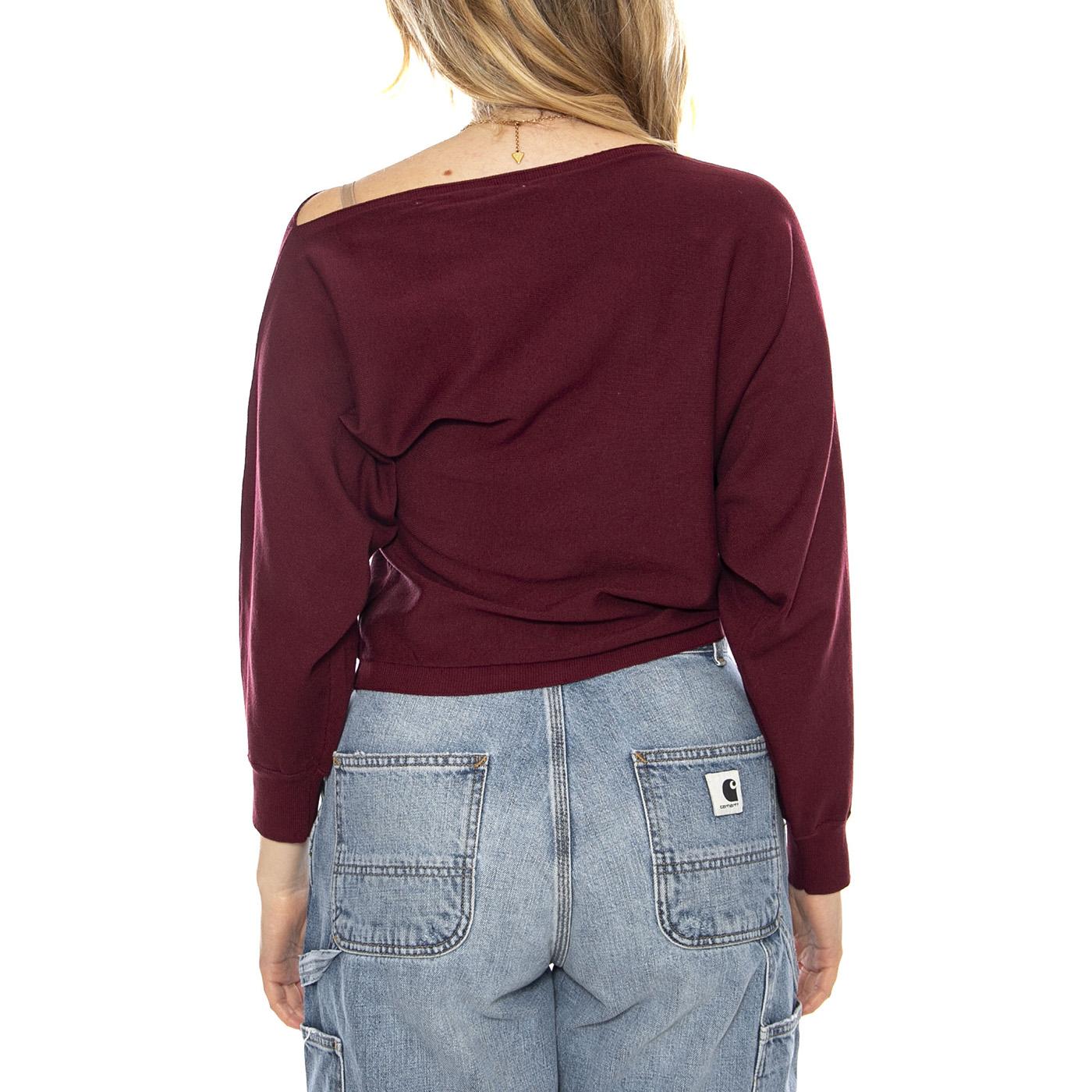 Jersey Corte Asimmetrico Burgundy -- Top Donna Bordeaux 53W/10600 Burgundy WILD PONY 