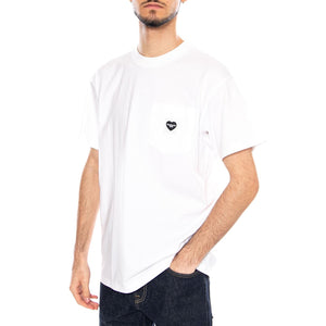 S/S Pocket Heart T-Shirt White / Black - Maglietta Girocollo Uomo Bianca I032128 00AXX CARHARTT WIP 