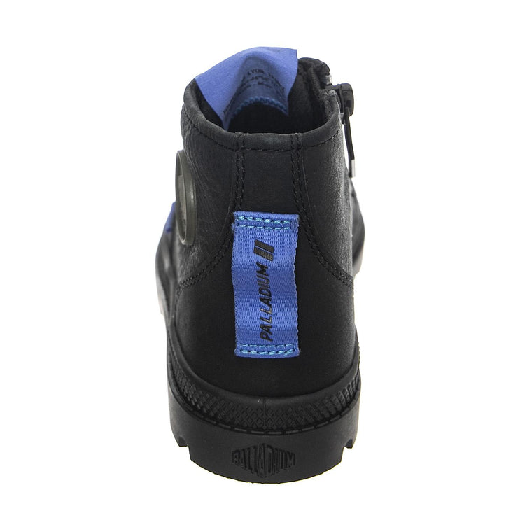 Pampa Supply  Lth Black / Black - Scarpe Stringate Profilo Alto Bambino Nere PAK58366-001-M  PALLADIUM 