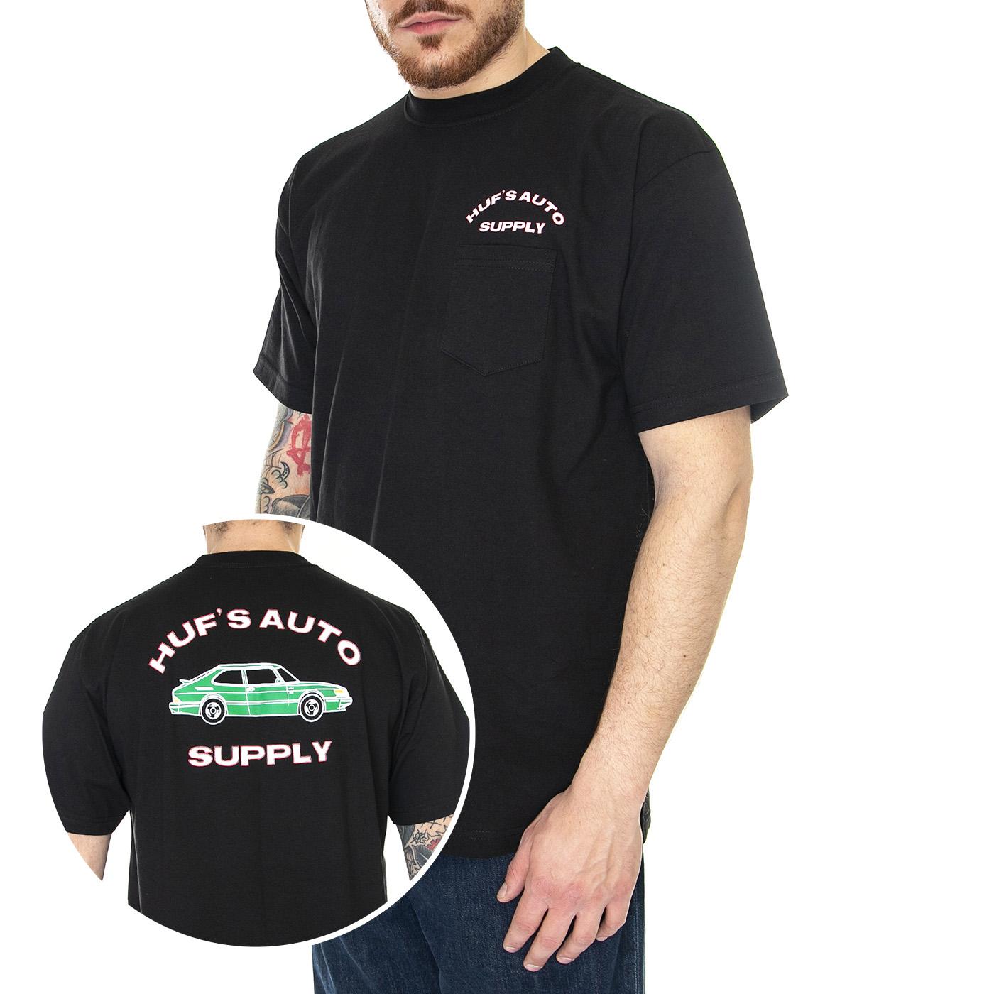 Chop Shop S/S Pocket Tee Black - Maglietta Girocollo Uomo Nere TS01938-BLACK  HUF 