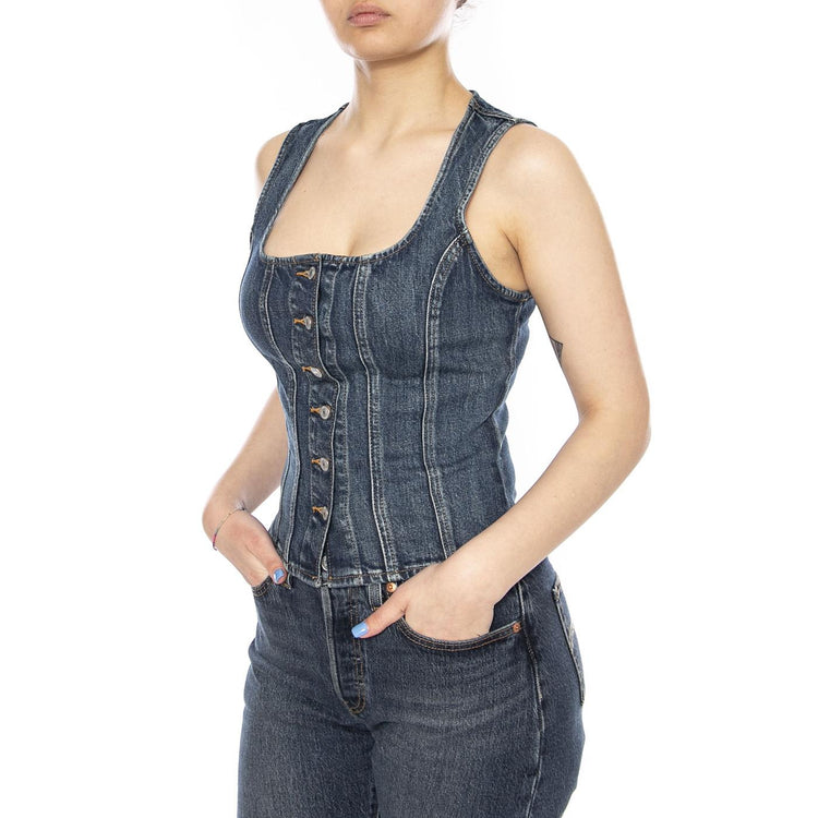 SCULPTED TOP DENIM - Top Denim Jeans Donna Blu 005O30001  LEVIS 