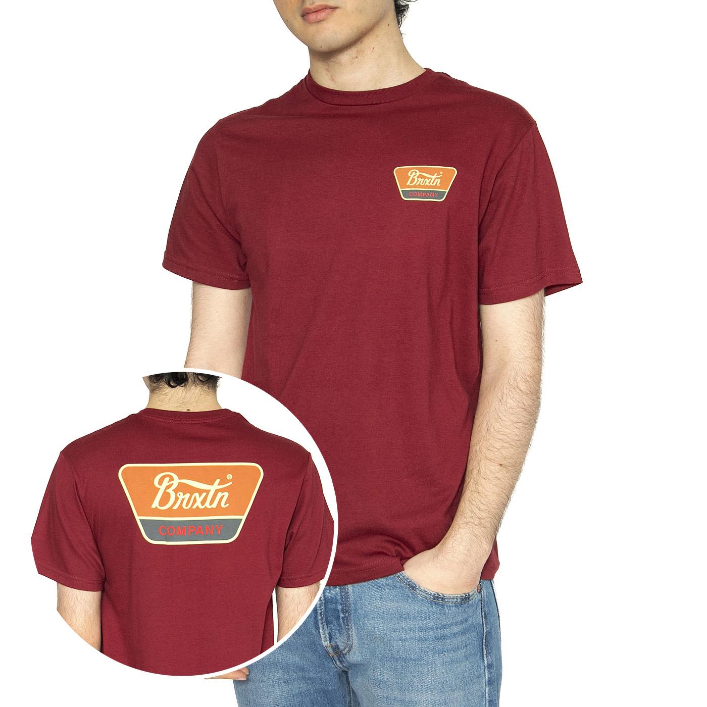 Linwood S/S STT Logo - Maglietta Girocollo Uomo Bordeaux 16172-IBPOC  BRIXTON 