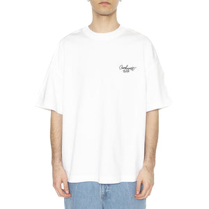 S/S Signature Script T-Shirt White / Black - Maglietta Girocollo Uomo Bianca I033828.00AXX  CARHARTT WIP 