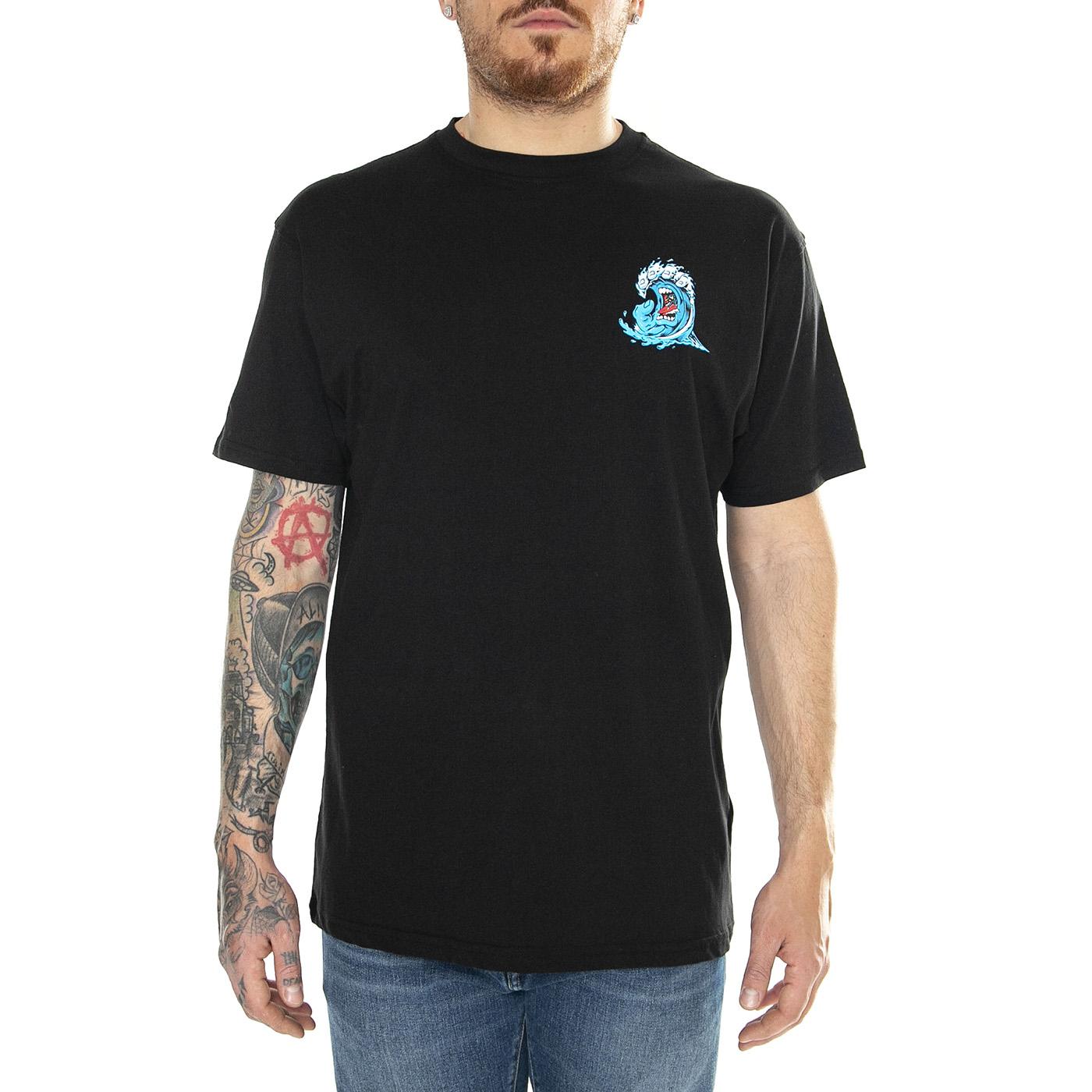 Screaming Wave Black - Maglietta Girocollo Uomo Nera SCA-TEE-10641  SANTA CRUZ 