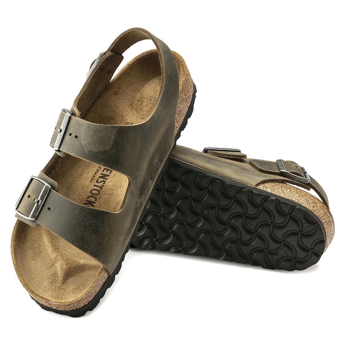 Milano Faded Khaki, Oiled Leather - Sandali Uomo / Donna Verdi - Calzata Regolare 1019454  BIRKENSTOCK 