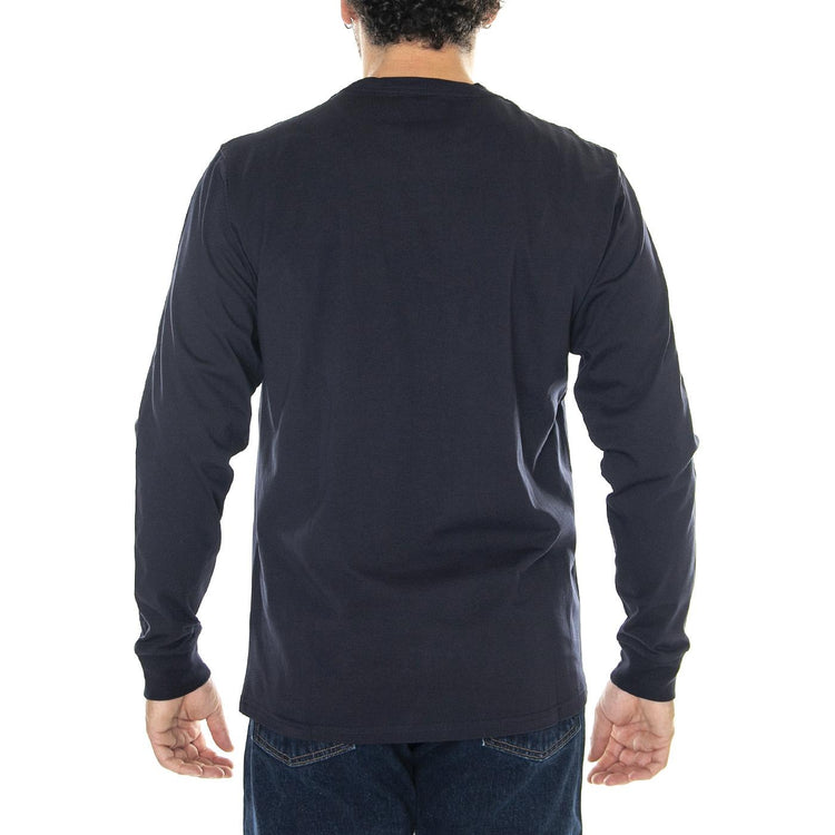 L/S Pocket T-Shirt Dark Navy - Maglietta Girocollo Maniche Lunghe Uomo Blu I030437.1CXX  CARHARTT WIP 