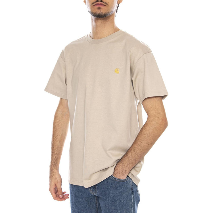 S/S Chase T-Shirt Fleur De Sel / Gold - Maglietta Girocollo Uomo Beige I026391.38AXX  CARHARTT WIP 
