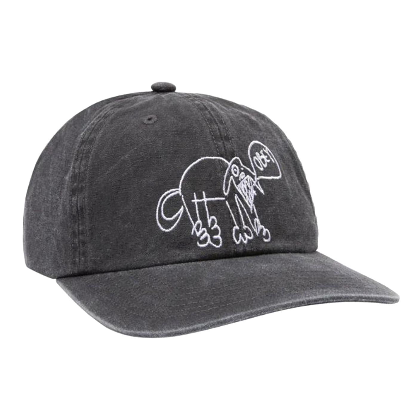 Pigment Obey Dog 6 Panel Velcro Back Pigment Black - Cappellino con Visiera Nero 100580403-PIGMENT BLACK  OBEY 