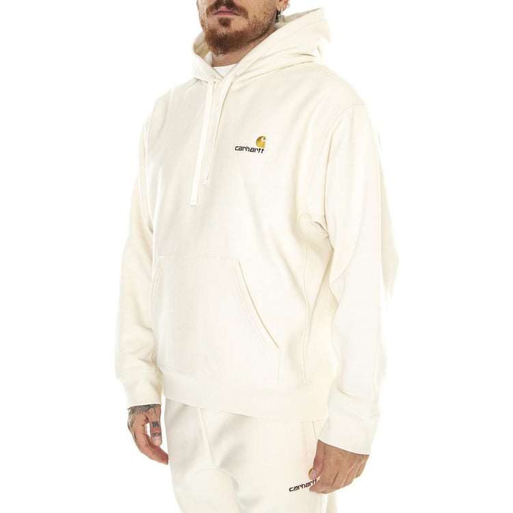 Hooded American Script Sweat Natural - Felpa con Cappuccio Uomo Bianca I028279-05XX  CARHARTT WIP 