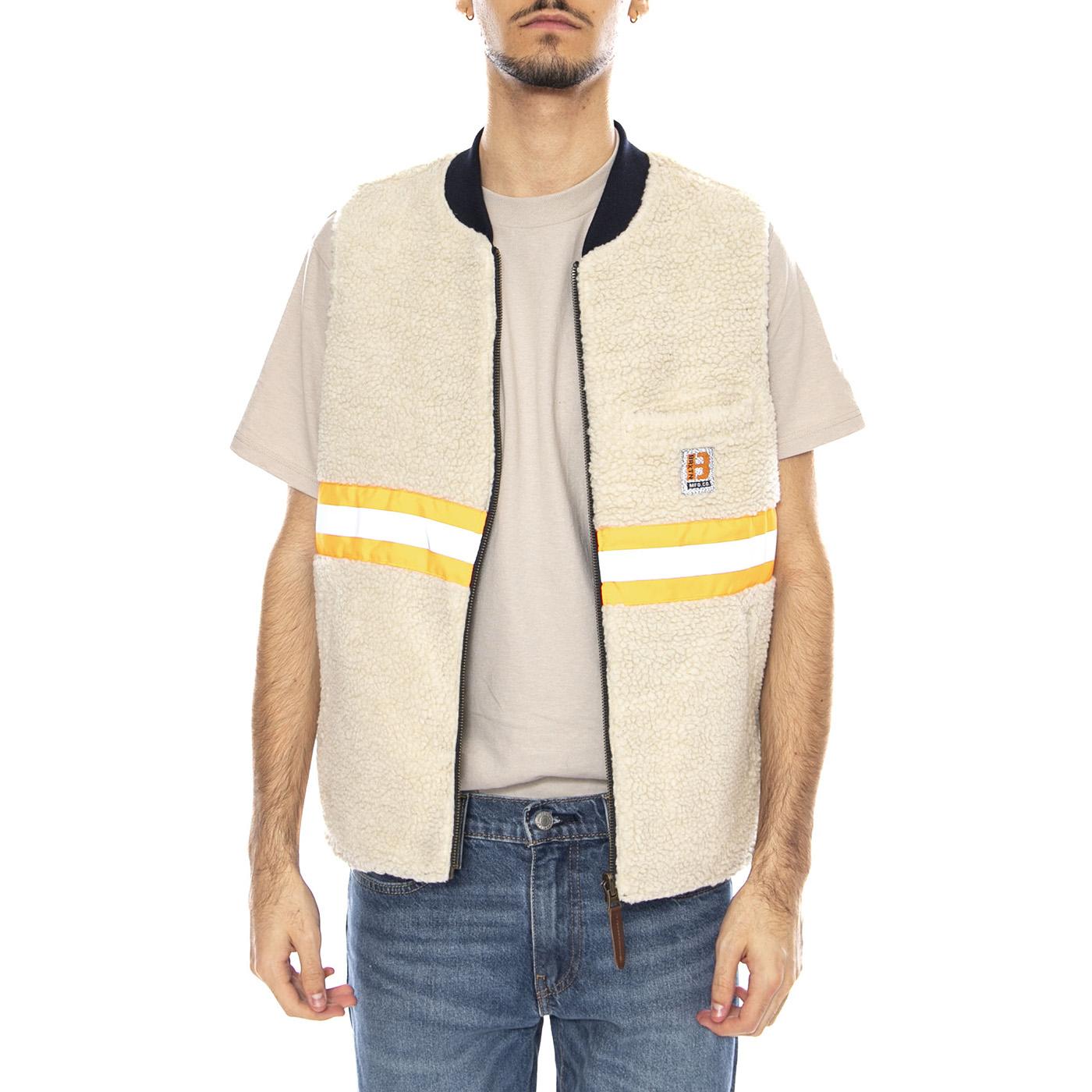 Builders Abraham Rev Vest -- Gilet Uomo Reversibile Rinse Denim Sherpa 03412 RNDNS BRIXTON 