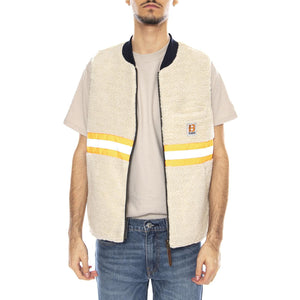 Builders Abraham Rev Vest -- Gilet Uomo Reversibile Rinse Denim Sherpa 03412 RNDNS BRIXTON 