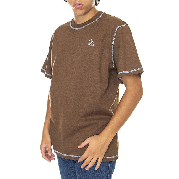 Contrast Crown Relaxed Brown Heather - Maglietta Girocollo Uomo Marrone KN00369-BRHTR  HUF 