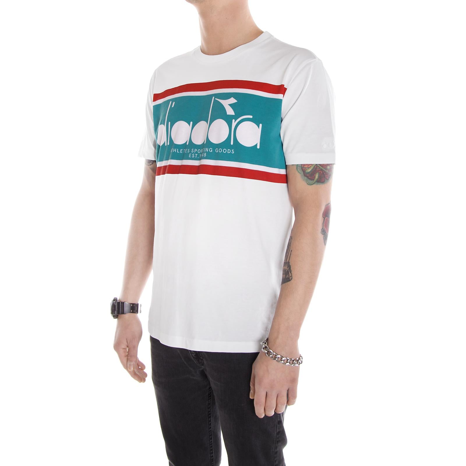 T-SHIRT SS BL OPTICAL WHITE/GREEN CERAMICS 502.161924-C6569  DIADORA 