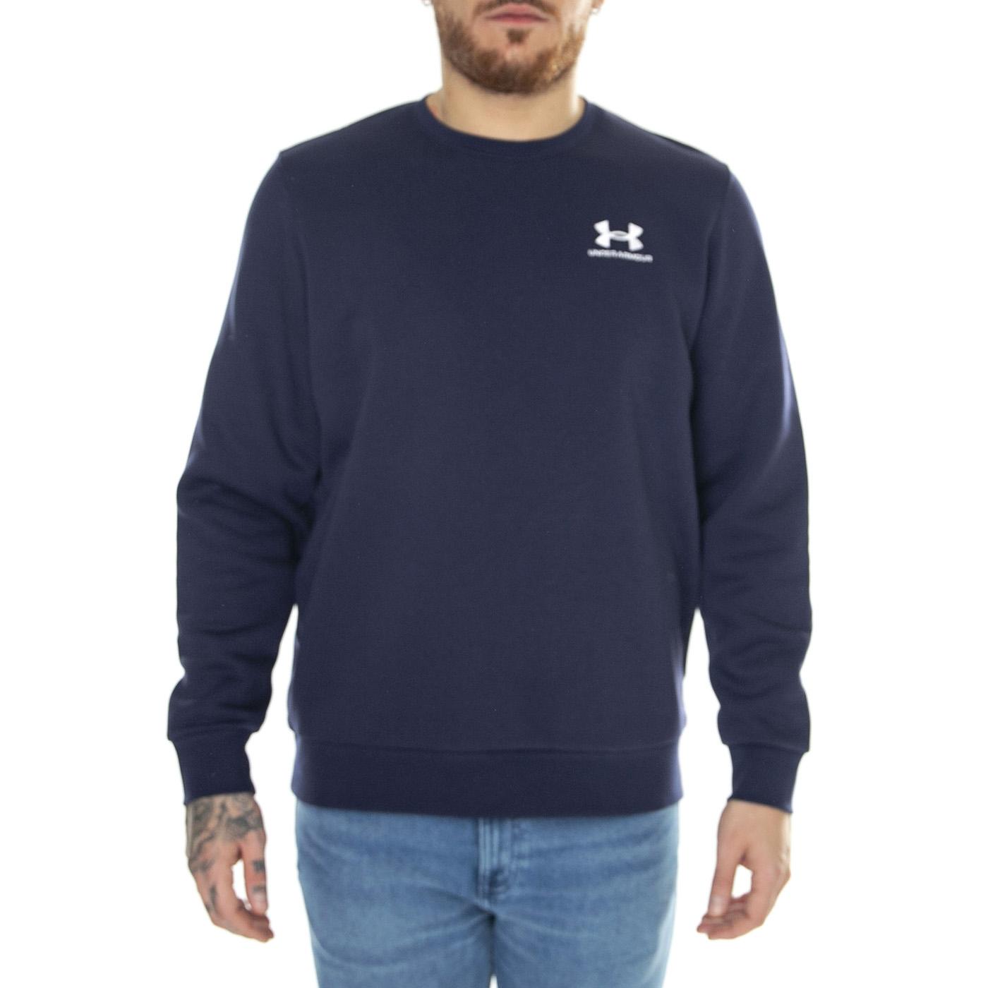UA Essential Fleece Crew Blue Sweat - Felpa Girocollo Uomo Blu 77-1374250-410  UNDER ARMOUR 