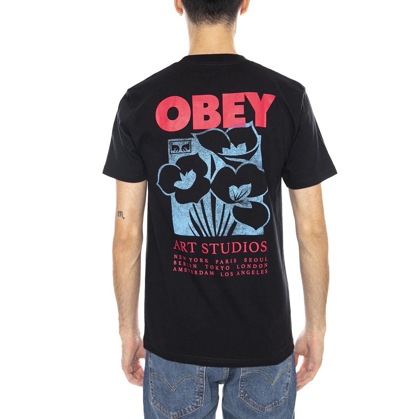 OBEY Art Studio Flowers Tee -- Maglietta Girocollo Uomo Nera 165264234 BLK OBEY 