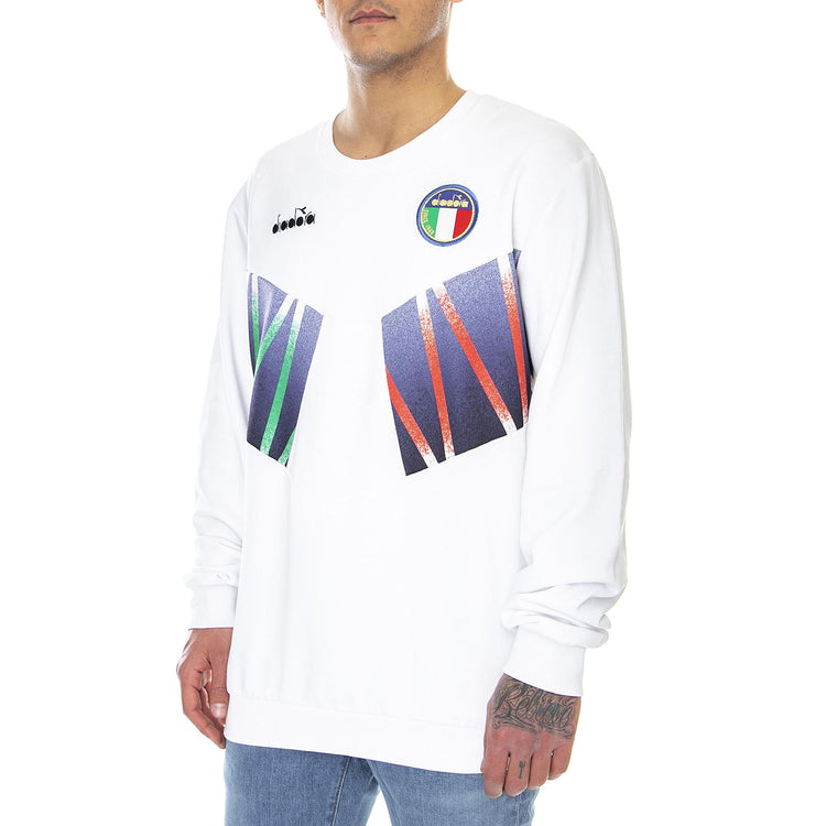 Mens Print RB94 Crew-Neck Sweatshirt - White - Felpa Girocollo Uomo Bianca 502.172349-20002  DIADORA 