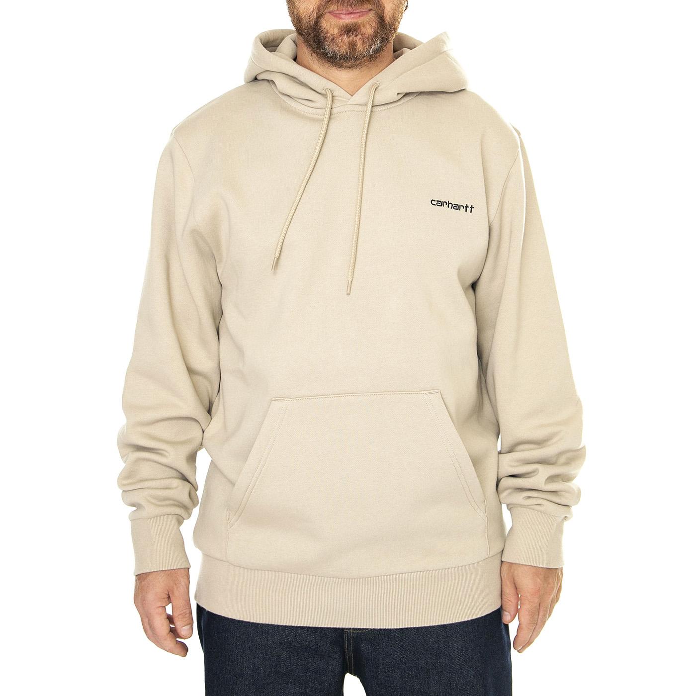 Hooded Script Embroidery Sweat Wall / Black - Felpa con Cappuccio Uomo Beige I033658.AWXX  CARHARTT WIP 