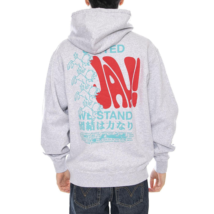 United We Stand Hoodie Sweat -- Felpa Uomo Cappuccio Grigia I036409. DF.67 EDWIN 