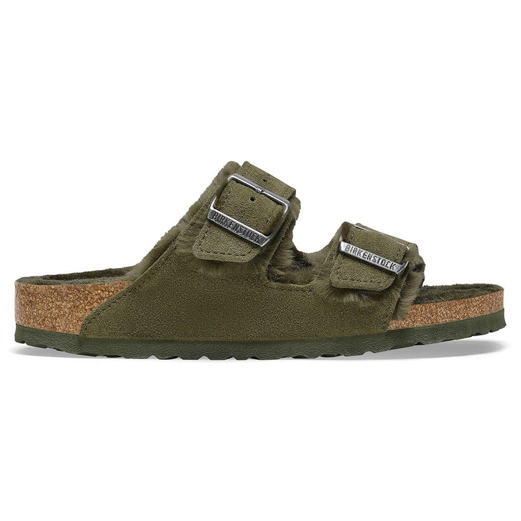 Arizona Shearling Thyme Suede Leather Sandals - Sandali Donna Verdi 1025687  BIRKENSTOCK 