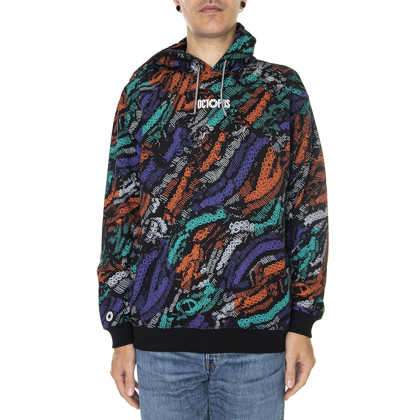 Deco Hoodie Multicolor - Felpa con Cappuccio Uomo Nera / Multicolore 22WOSH09-MULTICOLOR  OCTOPUS 