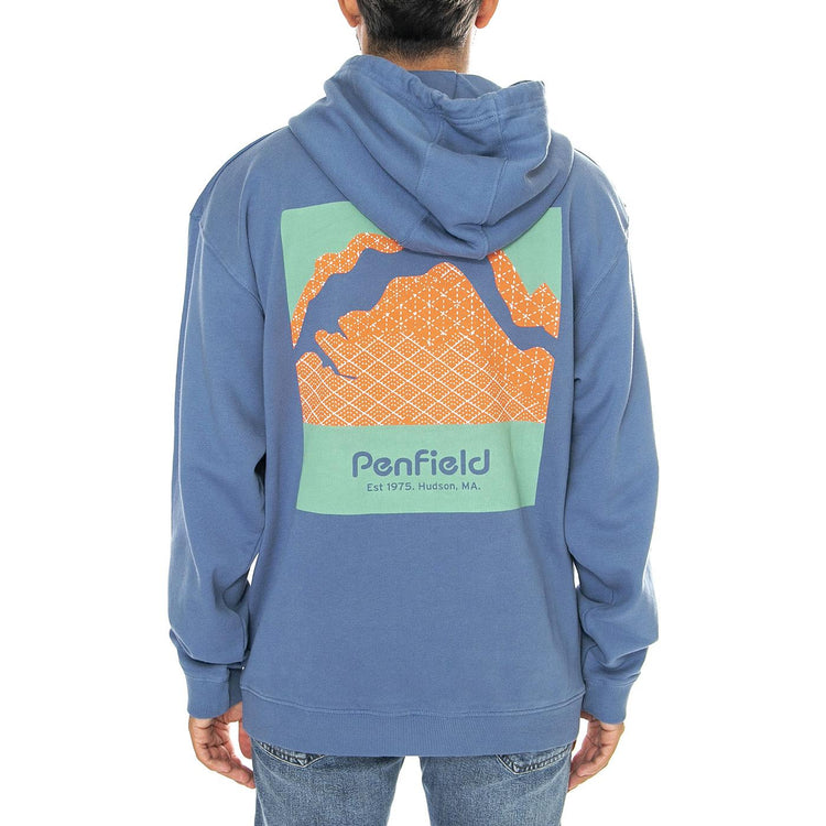 Mountain Back Print LB Hood Blue Horizon - Felpa con Cappuccio Uomo Blu PFD0499-H82  PENFIELD 
