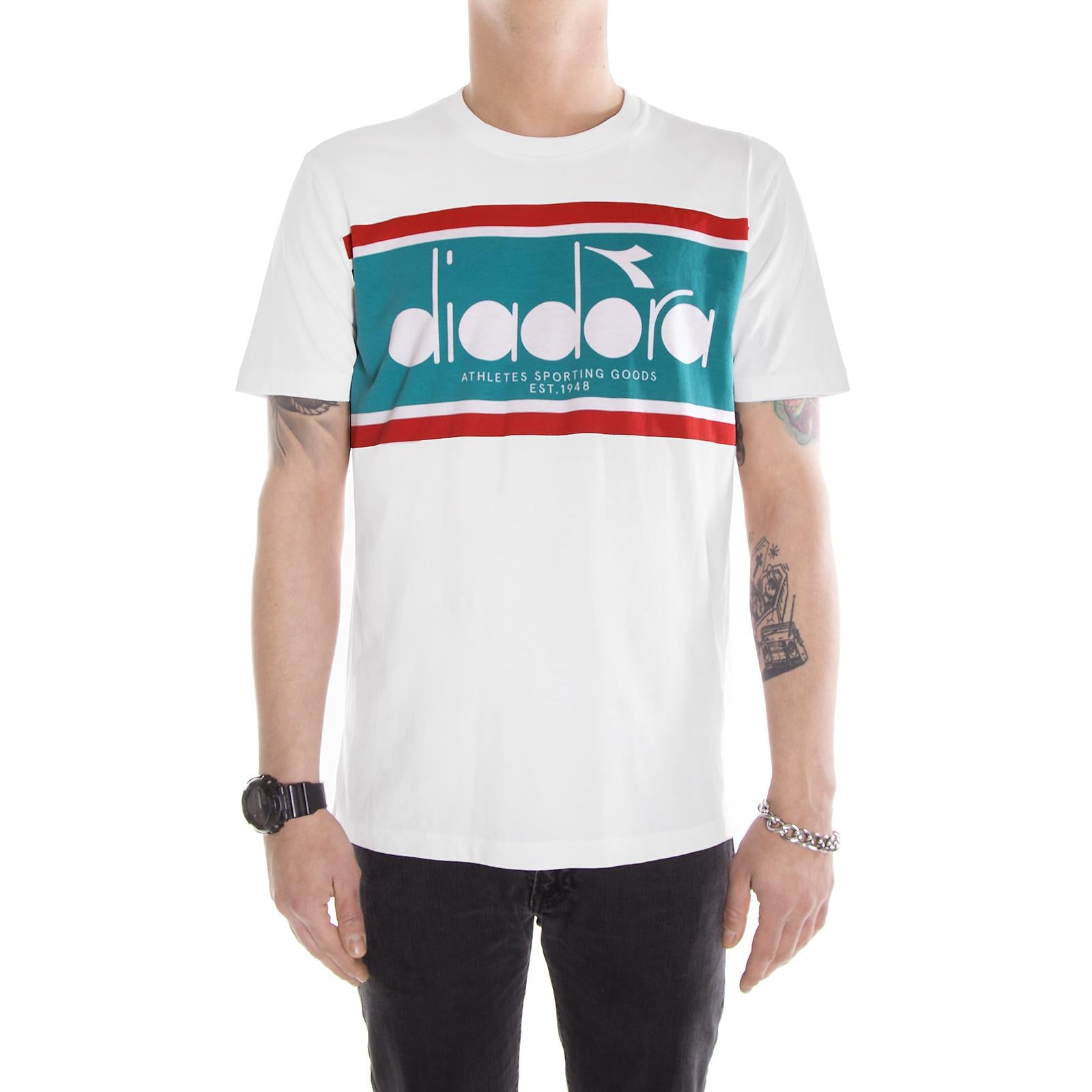 T-SHIRT SS BL OPTICAL WHITE/GREEN CERAMICS 502.161924-C6569  DIADORA 