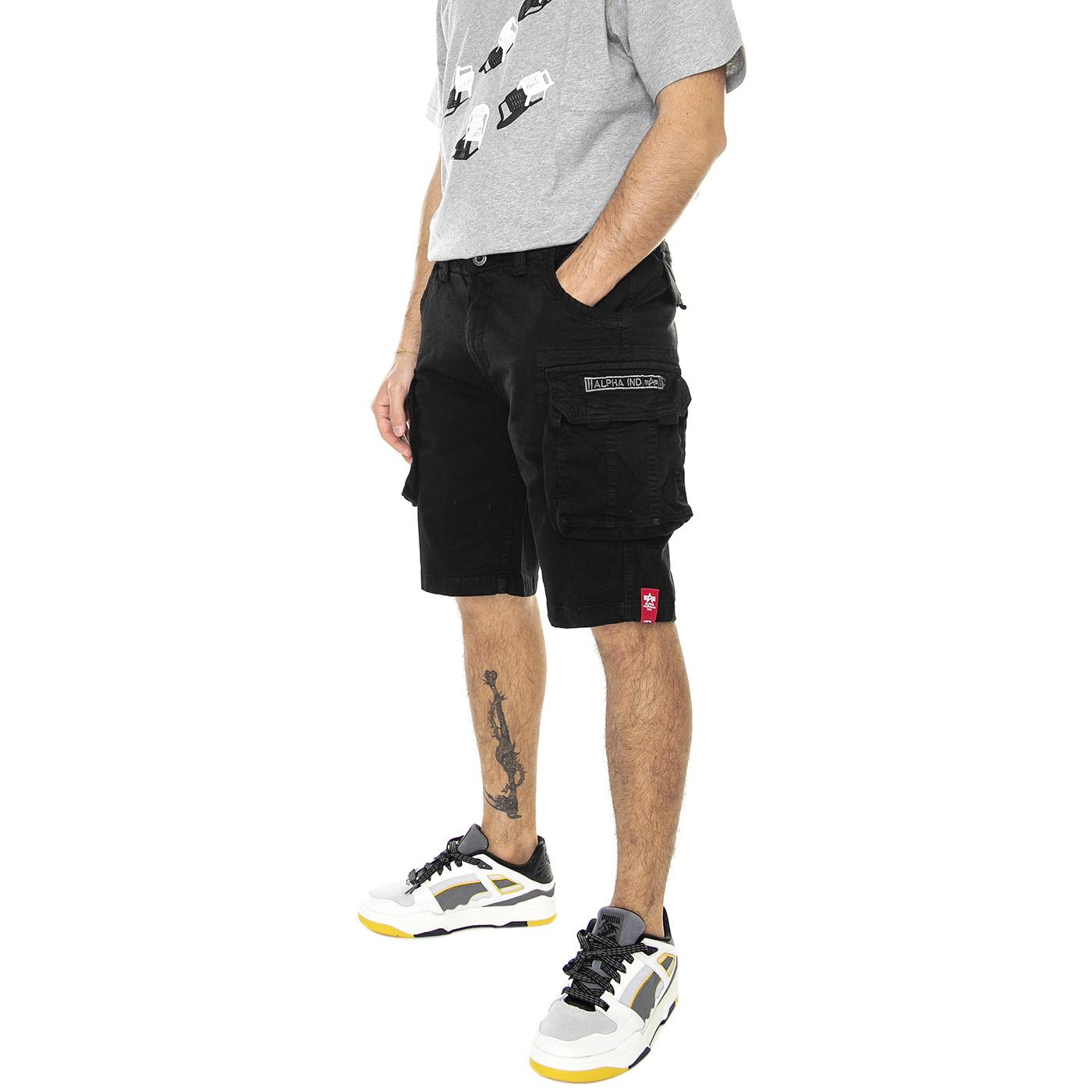 M' Crew Short Black - Bermuda Uomo Neri 176203-03  ALPHA INDUSTRIES 