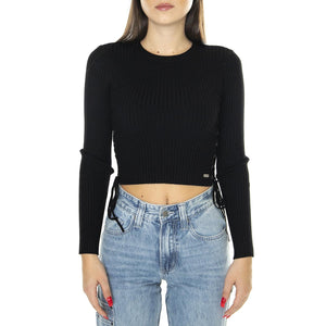 Go Lace Up Sweater Top Jet Black A996 - Maglione Donna Nero W3BR09Z2YK2-JBLK  GUESS ORIGINALS 