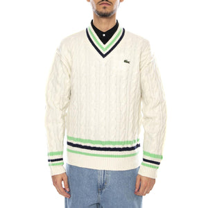 PULLOVER 9II White - Maglione Scollo a V Uomo Bianco AH5199-9II  LACOSTE 