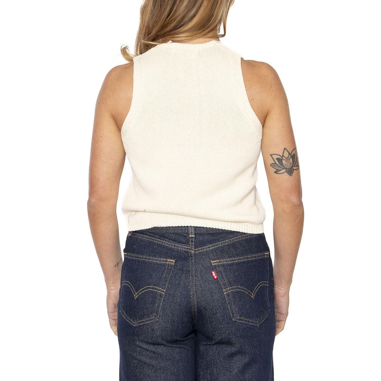 Marygold Robbie Knit Vest Ecru - Smanicato in Maglia Donna Beige WKN00215-ECRU  THINKING 