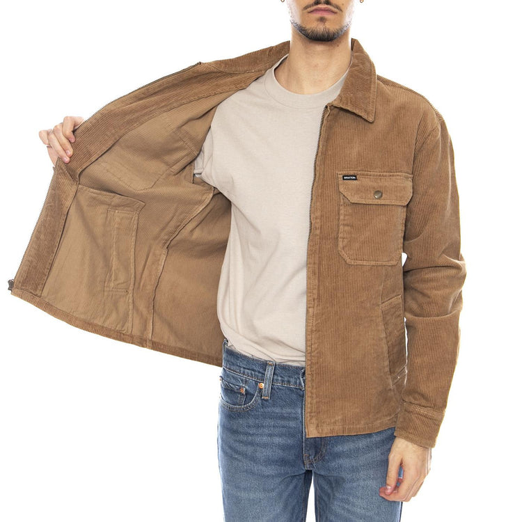 Motor Zip Jacket -- Giacca Uomo Tiger's Eye Cord Marrone 03442 TGREC BRIXTON 