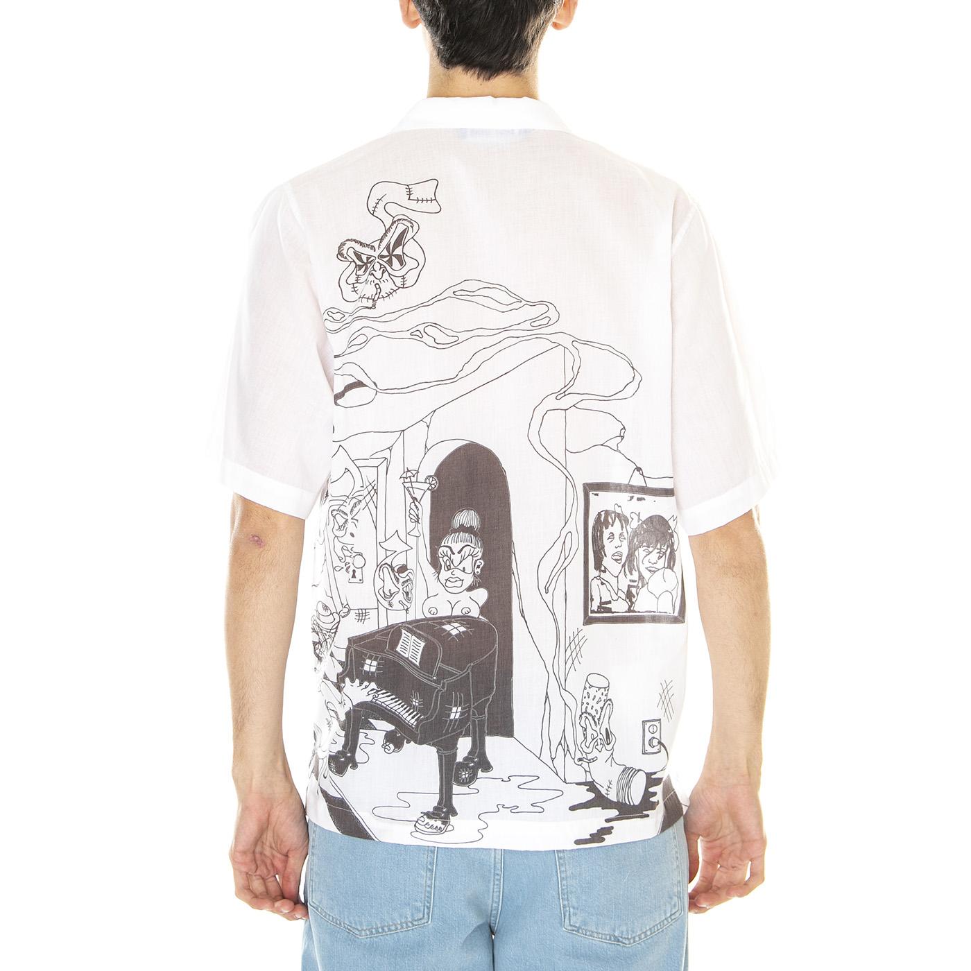 M' Strip Club Shirt White - Camica Maniche Corte Uomo Bianca / Multicolore S23STRIP-WHT  USUAL 