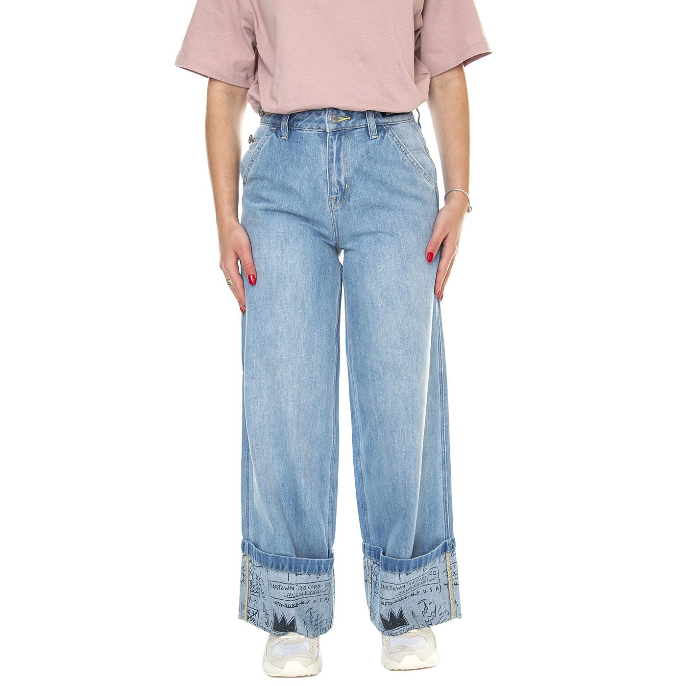 JMB Cuffed Carpenter Mid Light Shade Blue - Pantaloni Denim Jeans Donna Blu 112359266  LEE 