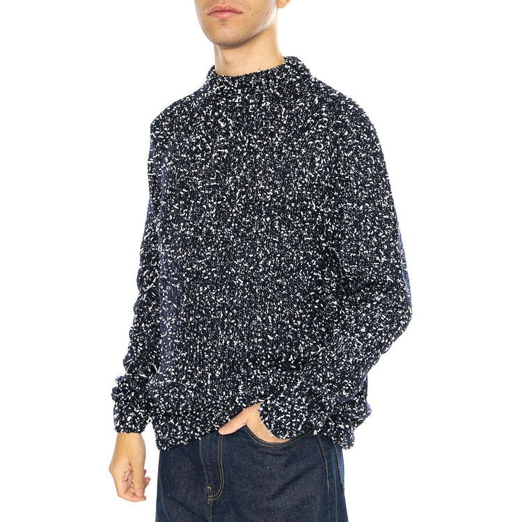 Two Tones Sweater Navy / Navy - Maglione Girocollo Uomo Blu 3085-NAVY  BRAVA FABRICS 